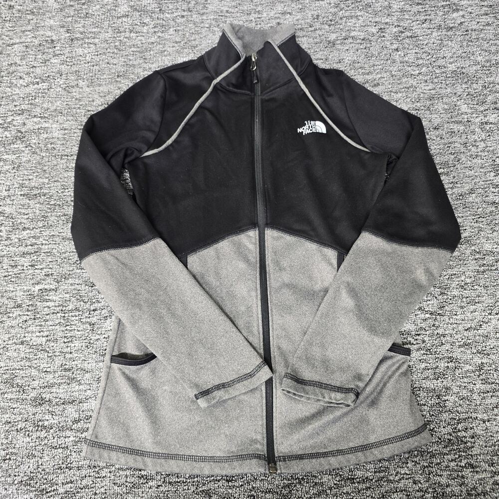 The North Face Full Zip Up Jacket Women's XS Black Gray Softshell Hiking Pockets